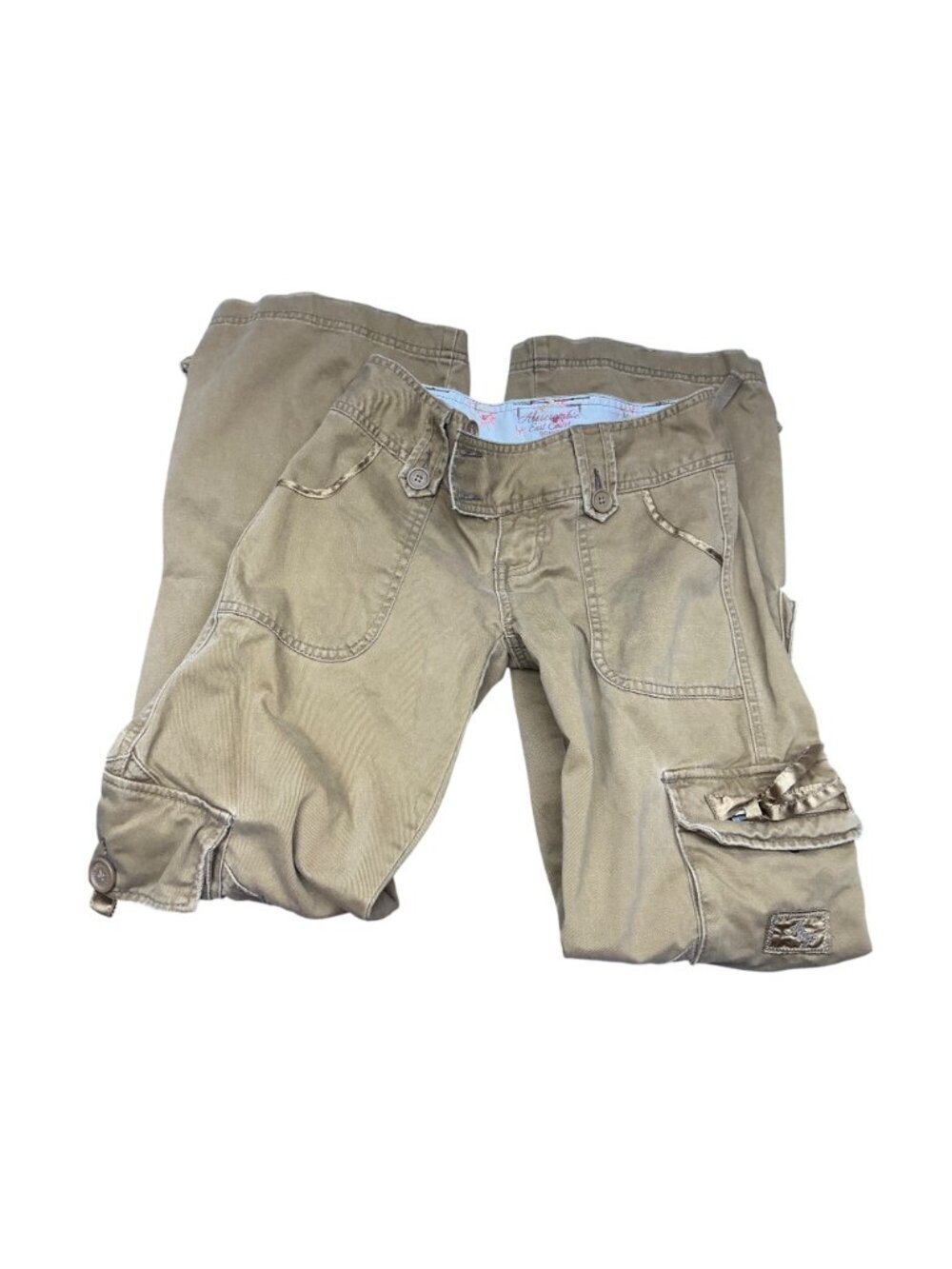Abercrombie & Fitch Khaki Cargo Pants Sz 00 - Picture 2 of 4